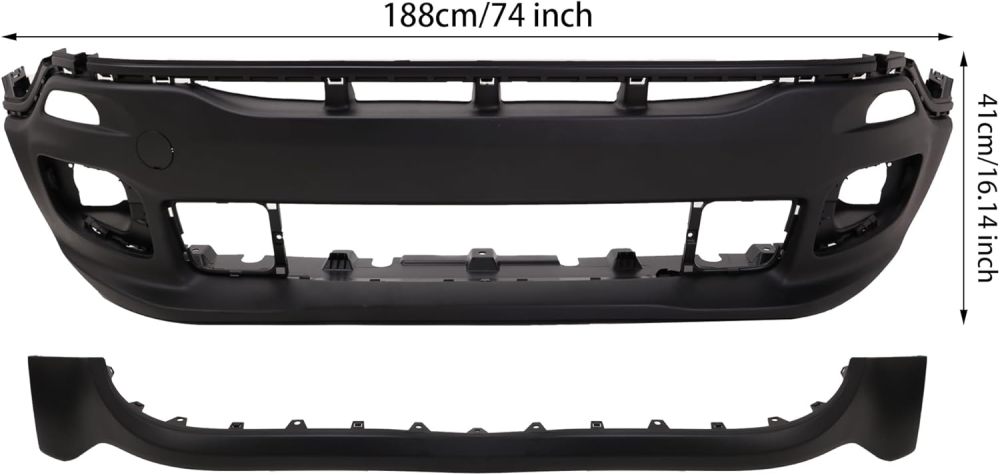 Front Upper and Lower Bumper Cover 2Pcs/Set Fits For 2015 2016 2017 2018 Jeep Renegade