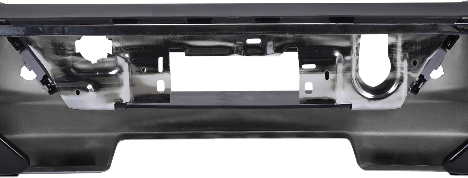 Front Bumper Face Bar Compatible For 2019-2023 Chevy Silverado GMC Sierra 1500 Classic w/Exhaust Hole & without/Park Assist Sensor Holes Chrome Steel