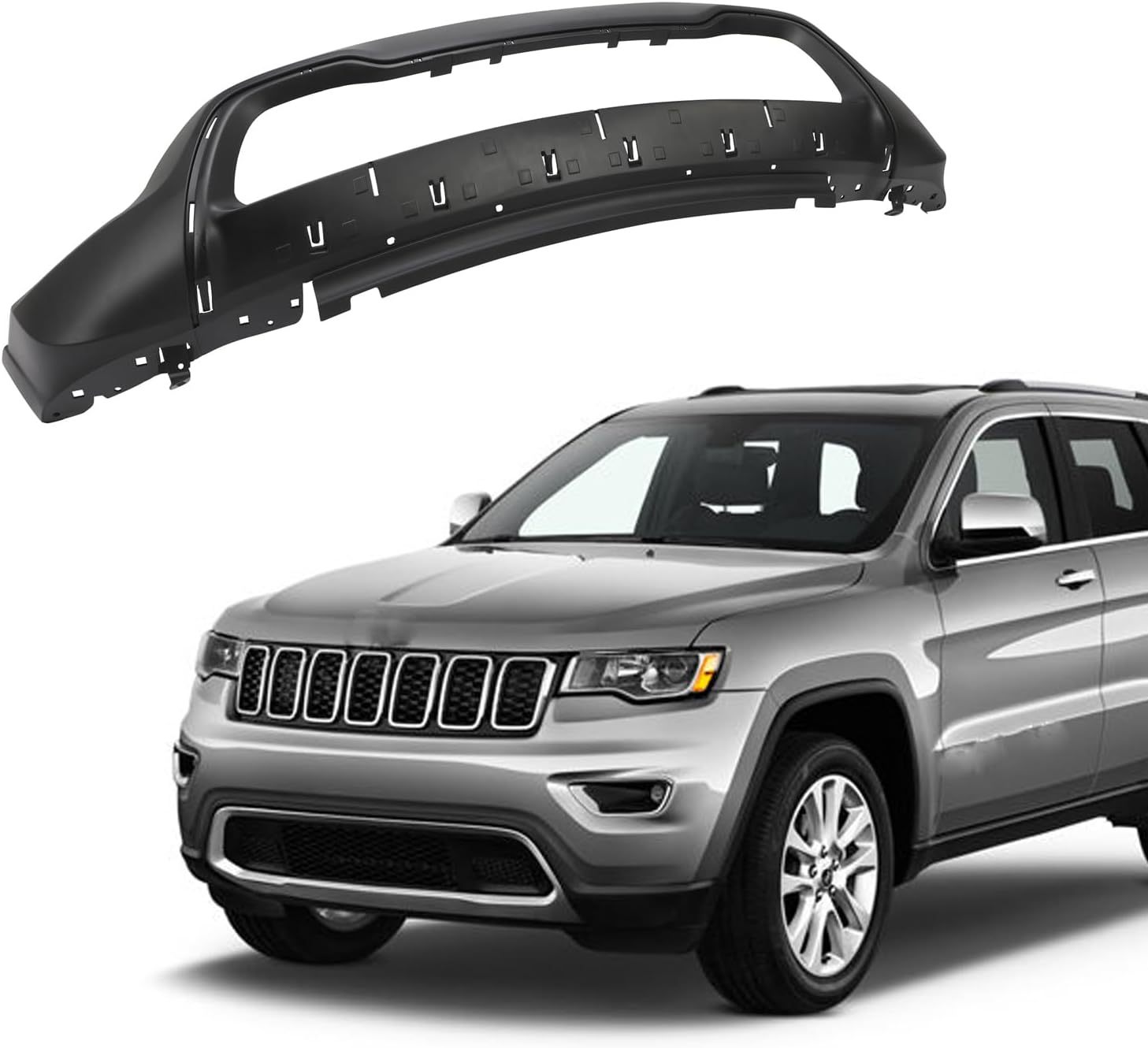 Front Lower Bumper Cover Compatible with 2014 2015 2016 Jeep Grand Cherokee, Plastic Automotive Steel Replacement 68143076AD CH1015114