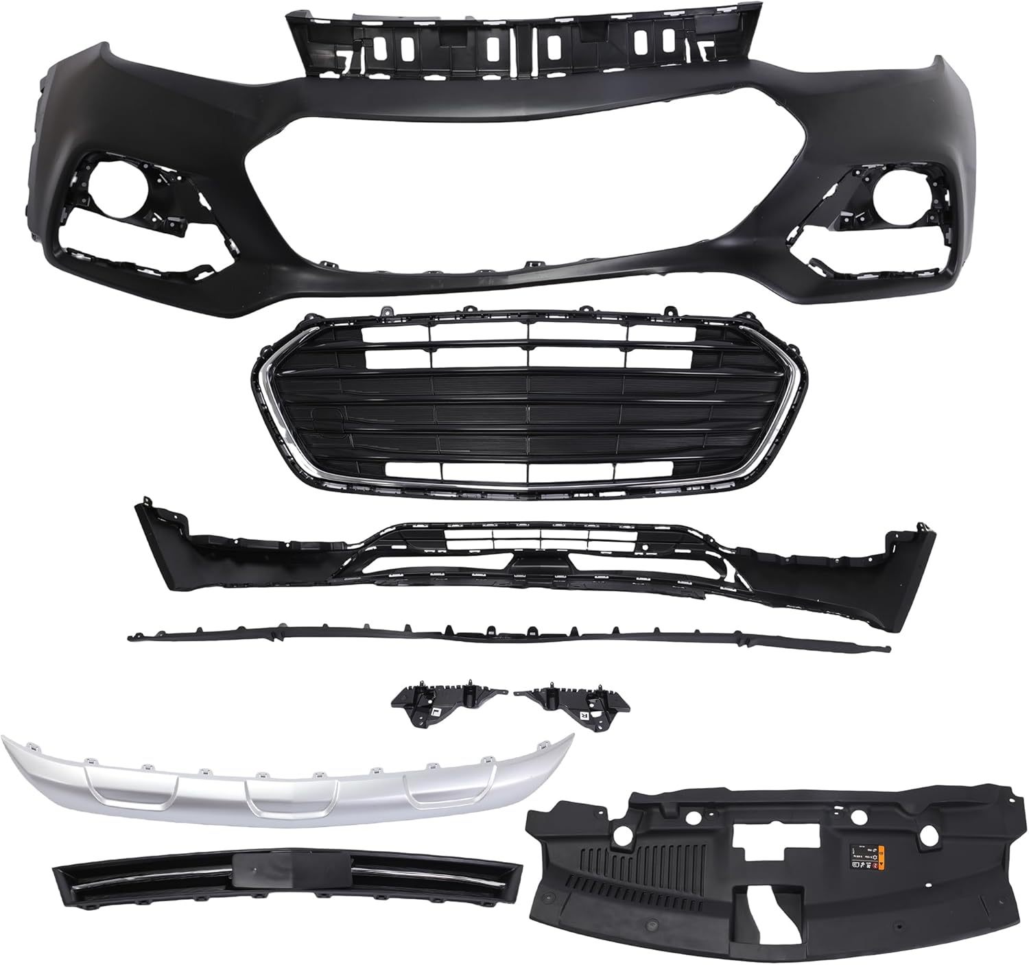 Front Upper and Lower Bumper Cover Complete Grills Kit Fits For 2017 2018 2019 2020 2021 Chevy Trax