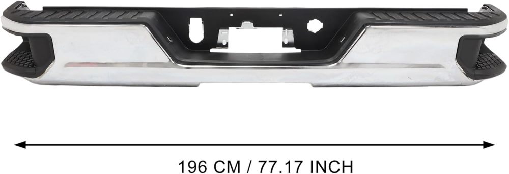 For 2019-2023 Chevy Silverado 1500 GMC Sierra 1500 Rear Step Bumper Assembly Chrome Steel Without/Exhaust Without/Sensors Replacement