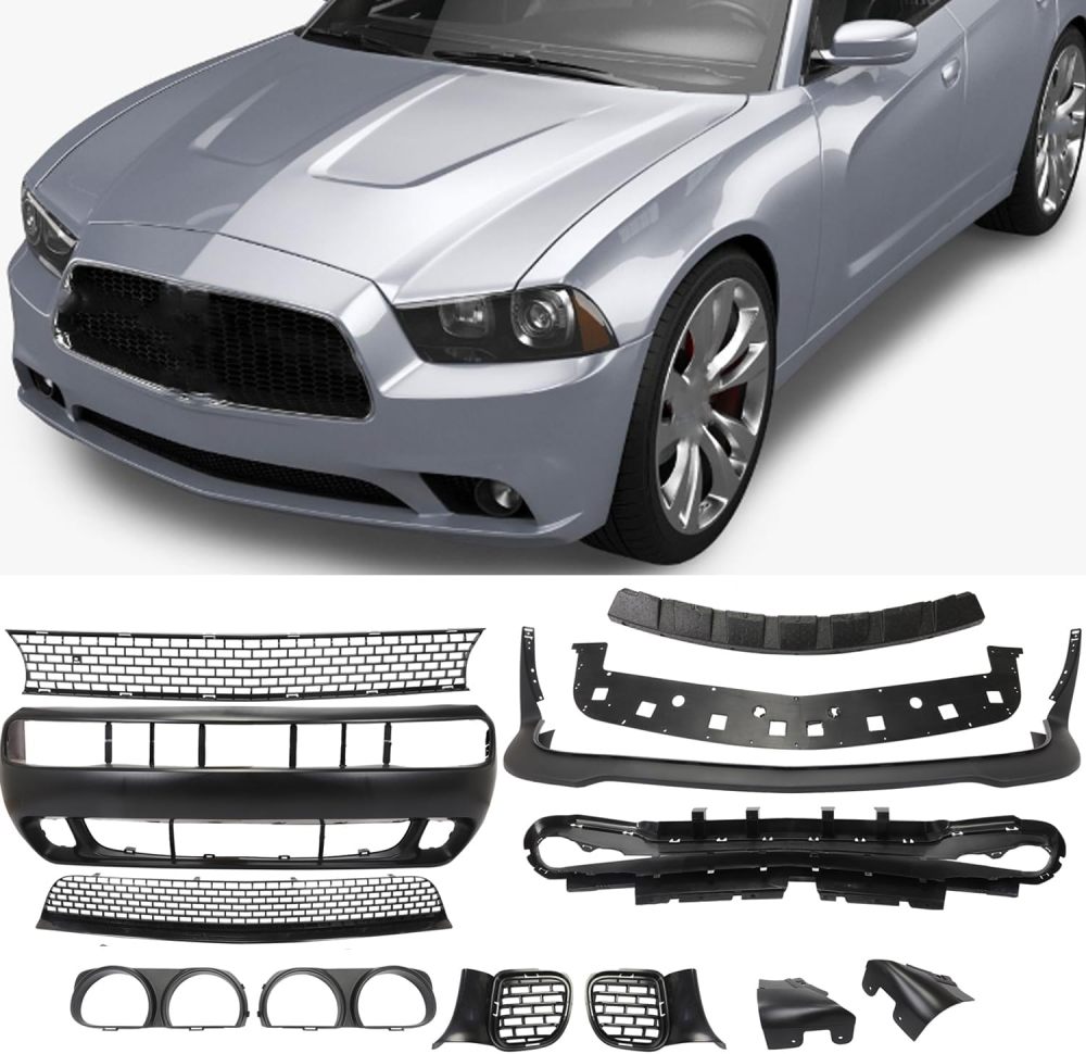 For Dodge Challenger Hellcat Style Front Bumper Cover Grille 2008 2009 2010 2011 2013 2014 Models