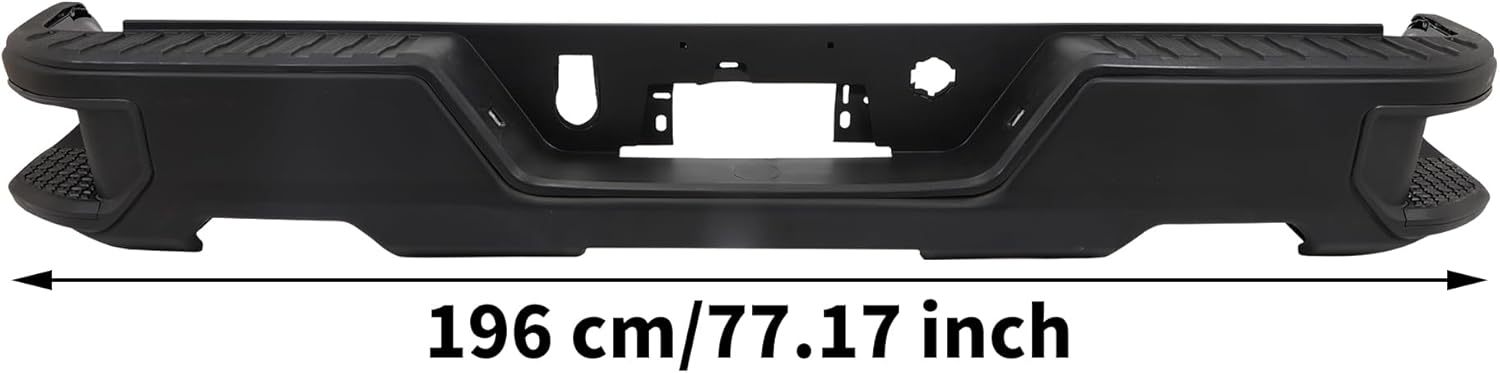 Rear Bumper Steel Bumper Assembly compatible with 2019-2023 Chevy Silverado 1500 & GMC Sierra 1500 Without/Park Sensor Hole Black