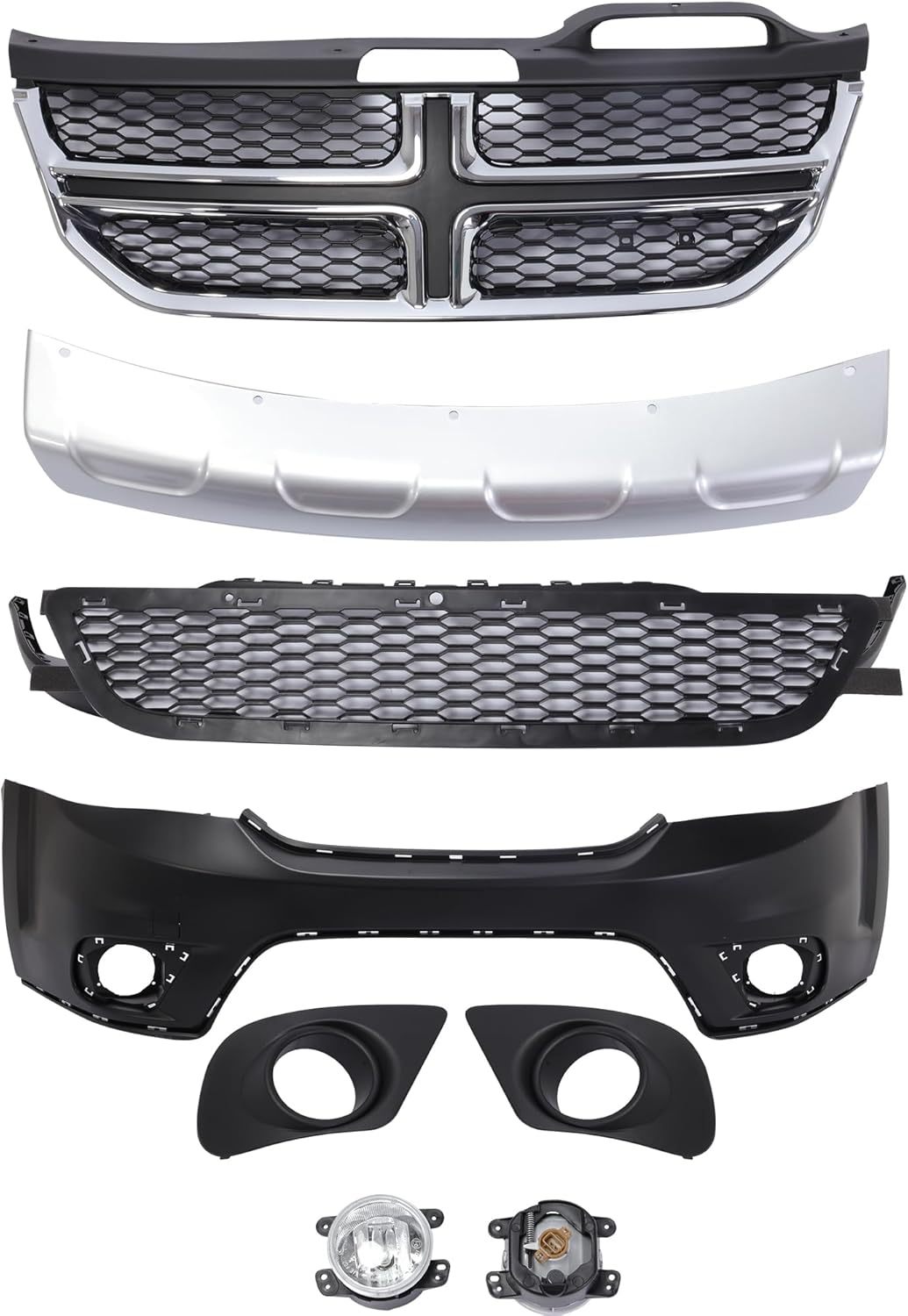 Fits For 2011-2019 Dodge Journey Front Bumper Cover Assembly W/Fog Lights Grill