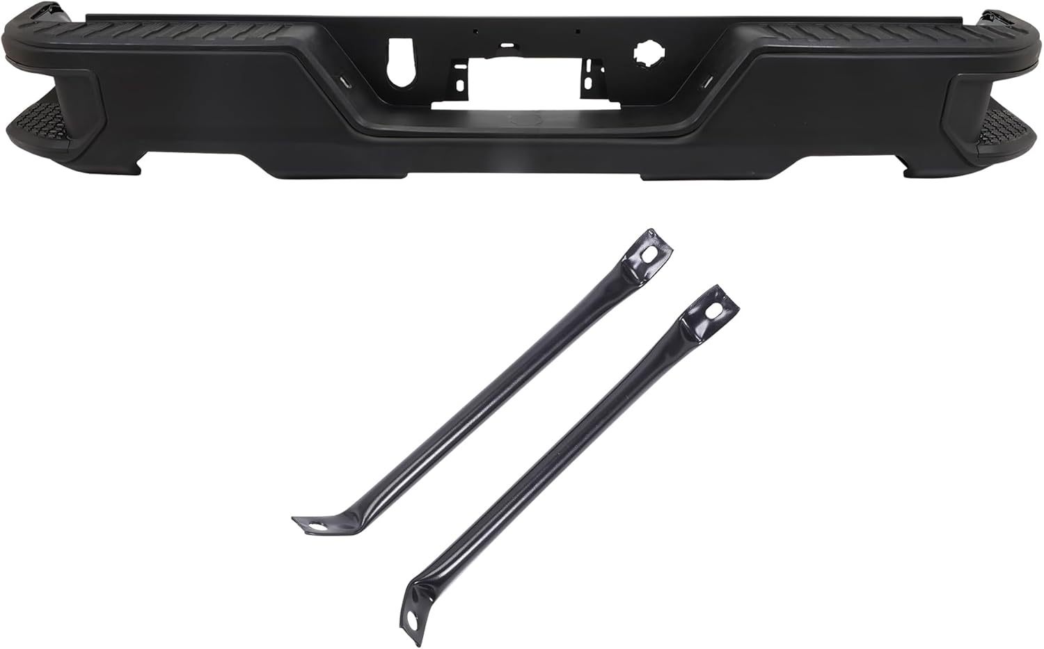 Fits For 2019-2023 Chevy Silverado GMC Sierra 1500 Classic Chrome Steel Rear Bottom Bumper Face Bar without/Sensor & w/Exhaust Hole