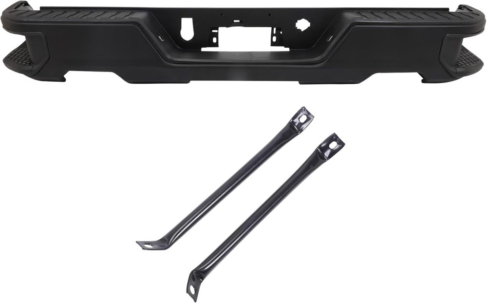 Fits For 2019-2023 Chevy Silverado GMC Sierra 1500 Classic Chrome Steel Rear Bottom Bumper Face Bar without/Sensor & w/Exhaust Hole