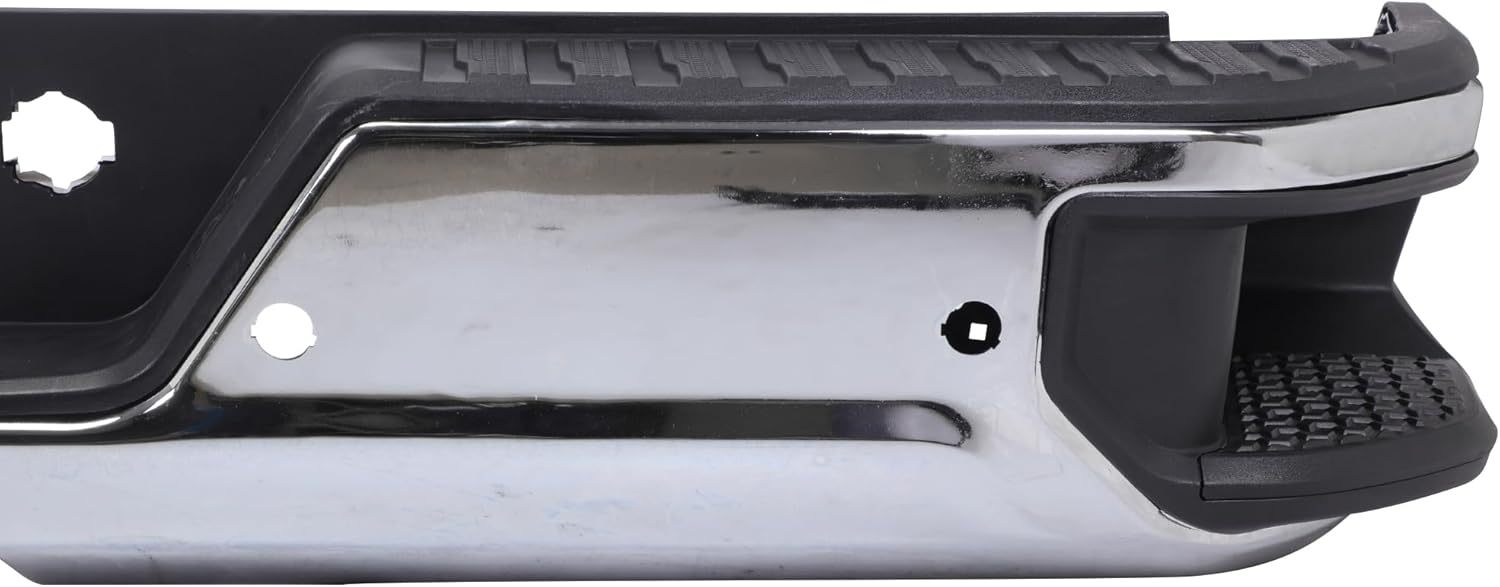 Front Bumper Face Bar Compatible For 2019-2023 Chevy Silverado GMC Sierra 1500 Classic w/Exhaust Hole & without/Park Assist Sensor Holes Chrome Steel