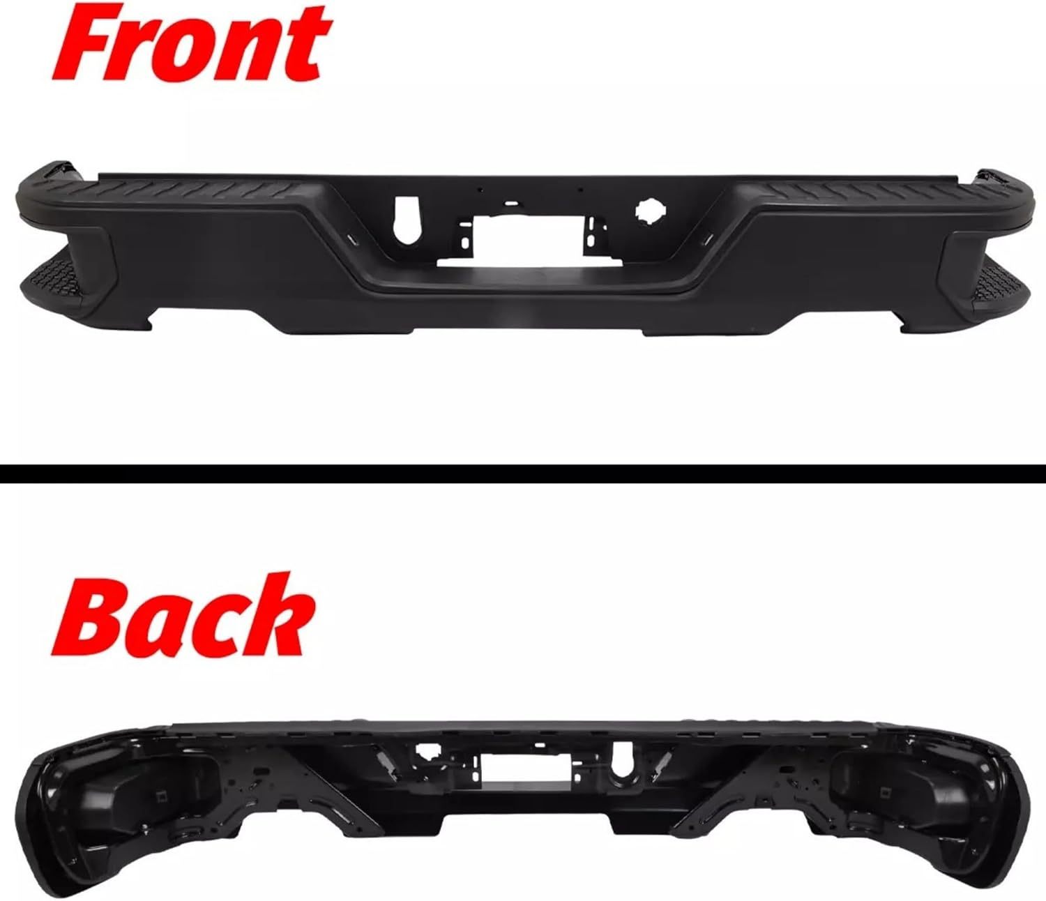 Rear Bumper Steel Bumper Assembly compatible with 2019-2023 Chevy Silverado 1500 & GMC Sierra 1500 Without/Park Sensor Hole Black