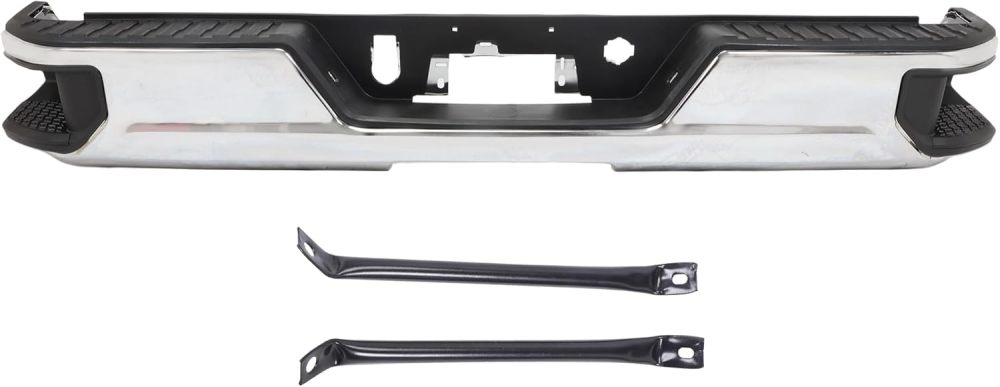 For 2019-2023 Chevy Silverado 1500 GMC Sierra 1500 Rear Step Bumper Assembly Chrome Steel Without/Exhaust Without/Sensors Replacement