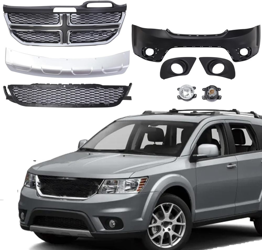 Fits For 2011-2019 Dodge Journey Front Bumper Cover Assembly W/Fog Lights Grill