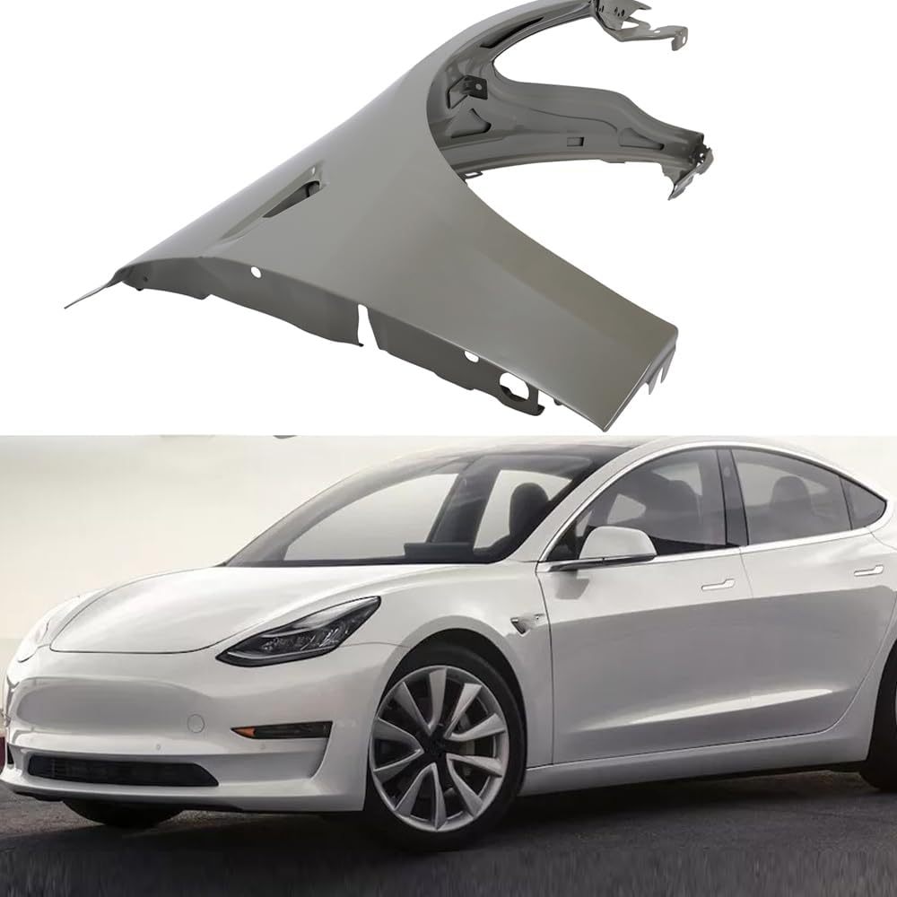 Front Fender Compatible with 2017-2023 Tesla Model 3 Right Passenger Side Primed Steel Replace OEM 1081400E0D