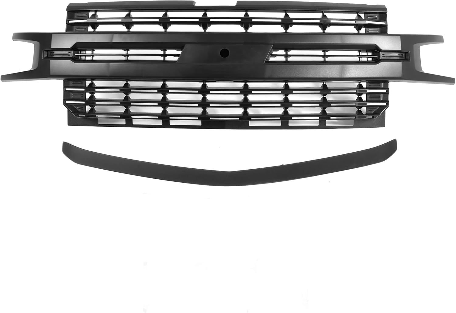 For 2019 2020 2021 Chevy Chevrolet Silverado 1500 Front Bumper Hood Upper Grille Plastic Replacement 84493319
