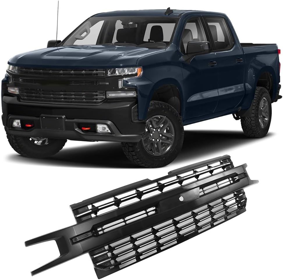 For 2019 2020 2021 Chevy Chevrolet Silverado 1500 Front Bumper Hood Upper Grille Plastic Replacement 84493319