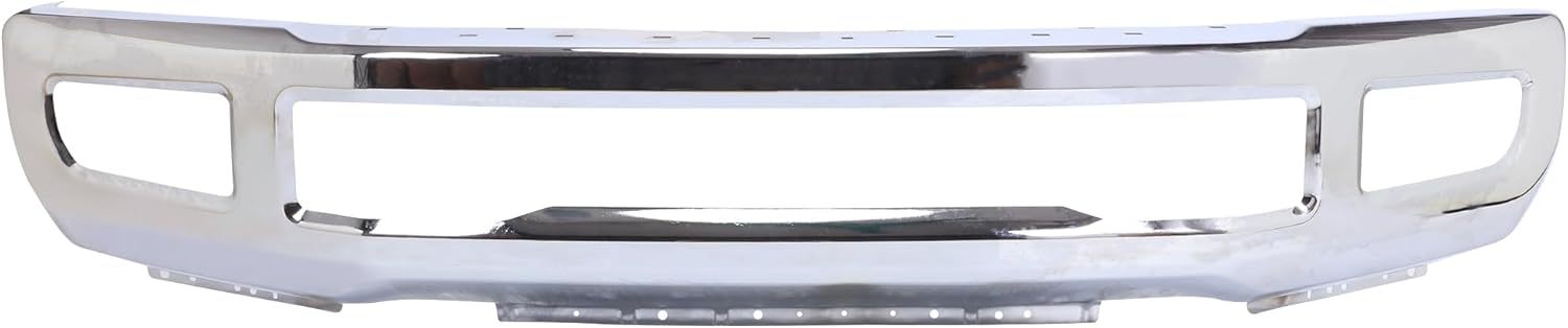 Front Bumper Face Bar Compatible For 2017 2018 2019 Ford F250 F350 W/Fog Light Holes Chrome Steel Bumper Replacement for FO1002432