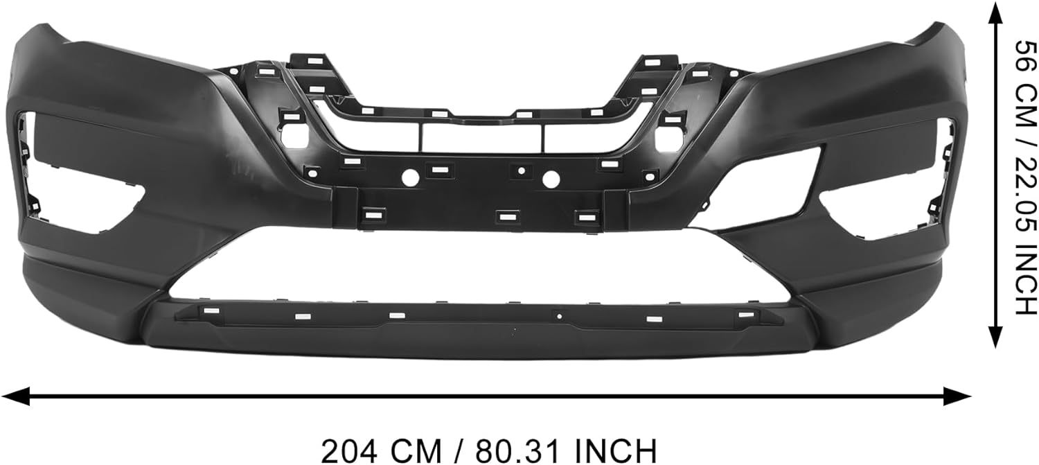 Replacement For 2017 2018 2019 2020 Nissan Rogue SL S SV Hybrid 620226FL0H Primed Steel Front Bumper Cover with Textured Lower