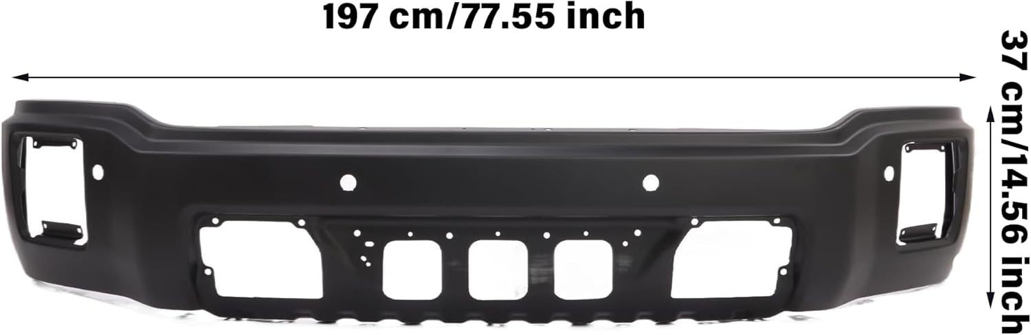 Replacement Front Bumper Steel For 2014-2015 GMC Sierra 1500 Black W/Sensor Fog Hole OE 22902310 |Chrome Silver without Sensor Holes OE 22902307