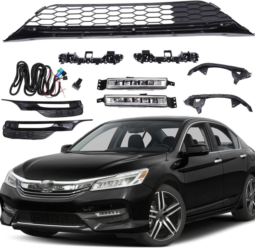 Front Bumper Fog Light Cover Grilles Replacement For Honda Accord 2016-2017 Fog Light Bumper Headlight Bracket