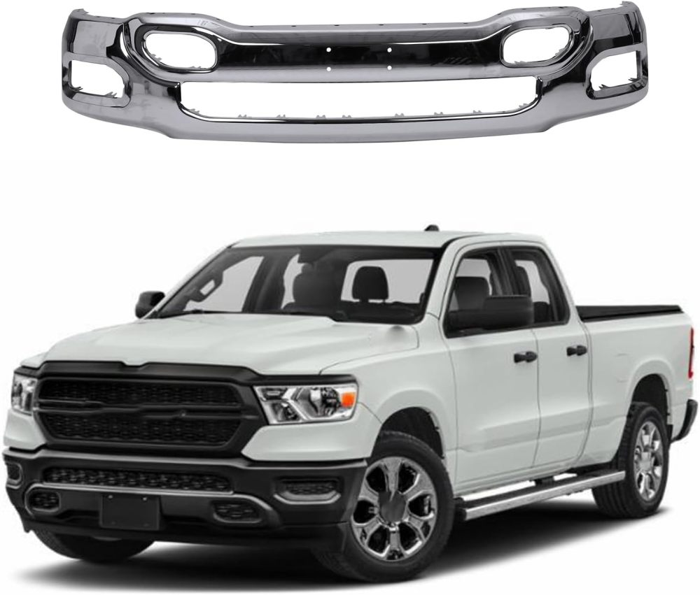 For 2019 2020 2021 2022 2023 Dodge Ram 1500 Pickup Front Bumper Face Bar Chrome Steel 5ZB41TZZAD