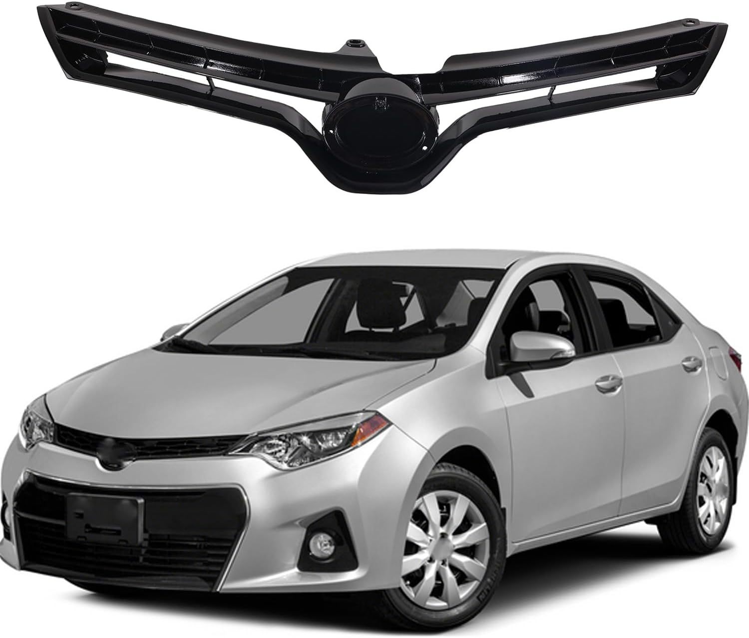 Glossy Black Grille For 2014 2015 2016 Toyota Corolla CE LE Front Bumper Grille Hood Upper Grill