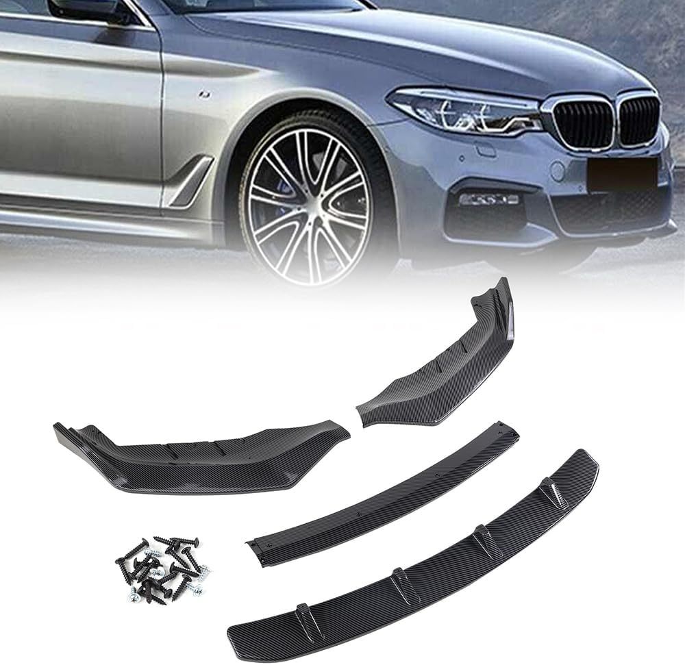 4Pcs Carbon Fiber Look Front Bumper Lip Splitter Spoiler Fit for 2017-2020 BMW 5 Series G30 G31 G38 540i M Sport