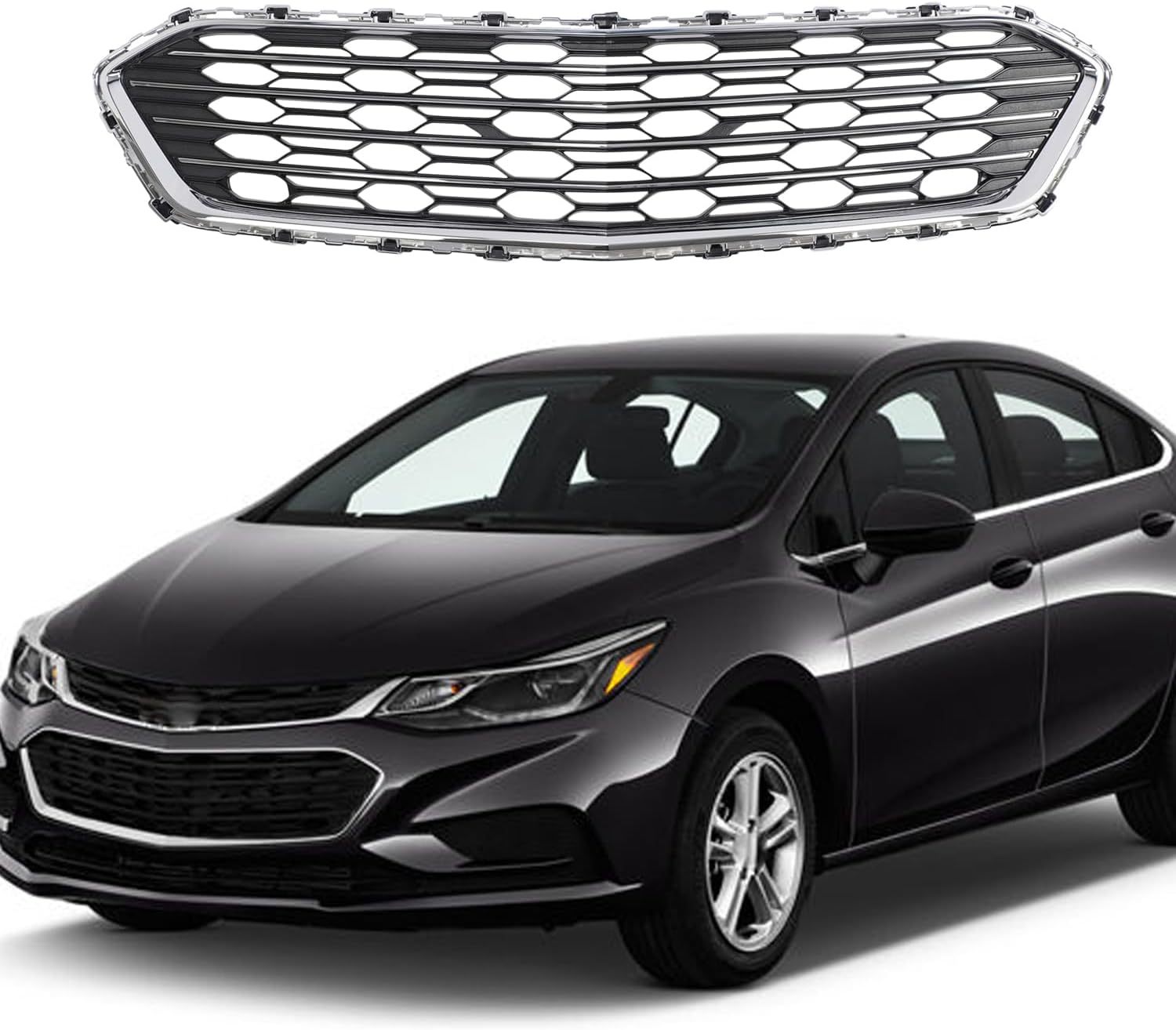 Front Bumper Mesh Middle Grille Chrome For 2016 2017 2018 Chevrolet Cruze Sedan GM1036174