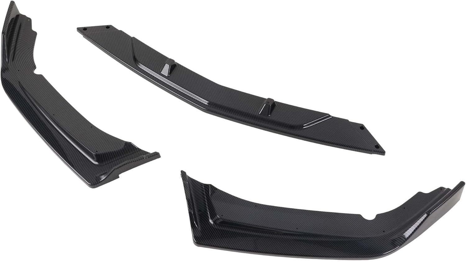 3Pcs Front Bumper Lip Compatible with 2016-2021 Honda Civic EX LX Air Dam Lower Chin Splitter Protection Body Kit (Glossy Black)