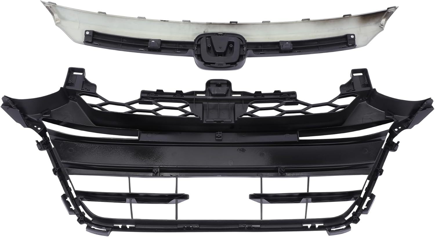 Front Bumper Grilles+Upper+Lower Grille Assembly Kit For 2018 2019 2020 Honda Accord