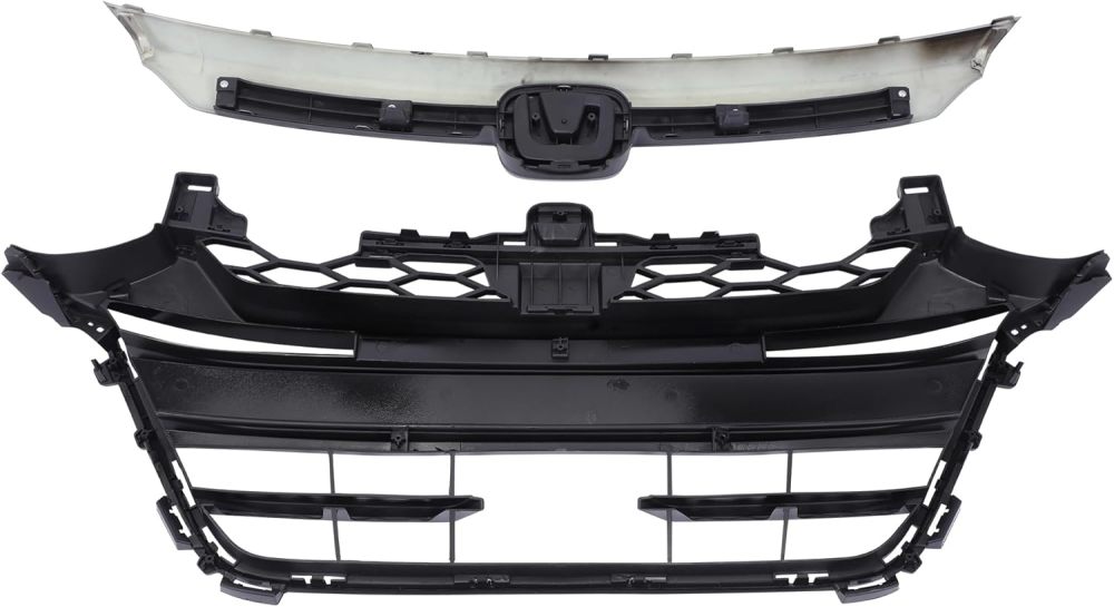 Front Bumper Grilles+Upper+Lower Grille Assembly Kit For 2018 2019 2020 Honda Accord