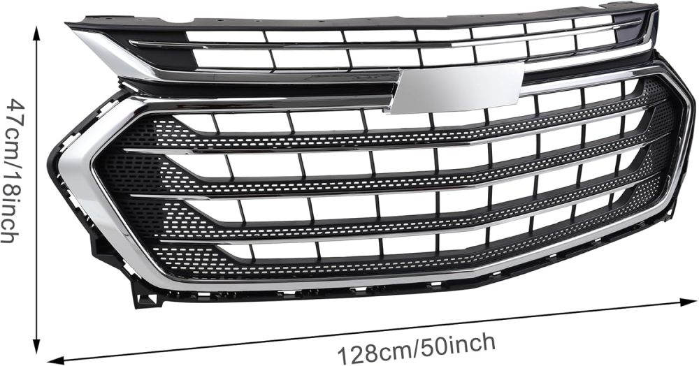 Front Bumper Upper Grille W/Chrome Black For Chevy Traverse 2018 2019 2020 2021 Replacement 84297944