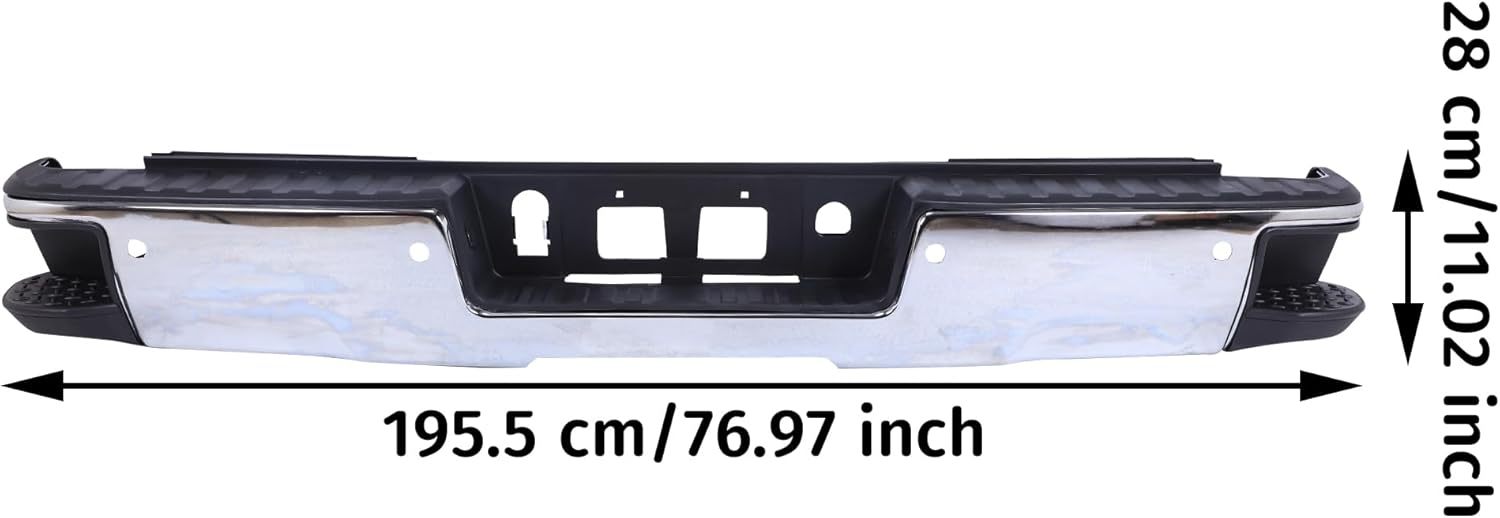 Chrome Steel Rear Bumper Face Bar W/Sensor Holes Fits For 2014-2018 Chevy Silverado GMC Sierra 1500， GM1103183