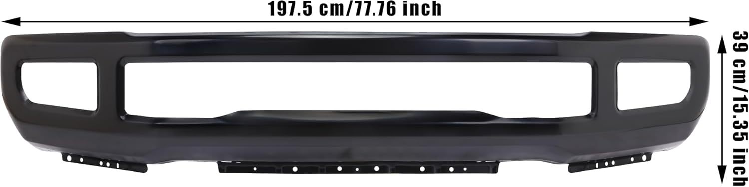 Front Bumper Face Bar W/Fog Light Holes Compatible For 2017 2018 2019 Ford F250 F350 Black Steel Bumper Replacement