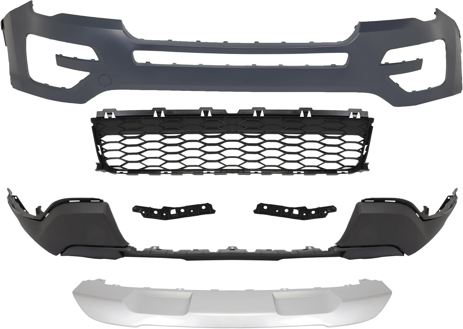 Front Bumper Cover Upper Lower Grille Complete Assembly Black Fit For 2016 2017 Ford Explorer OE 84612436
