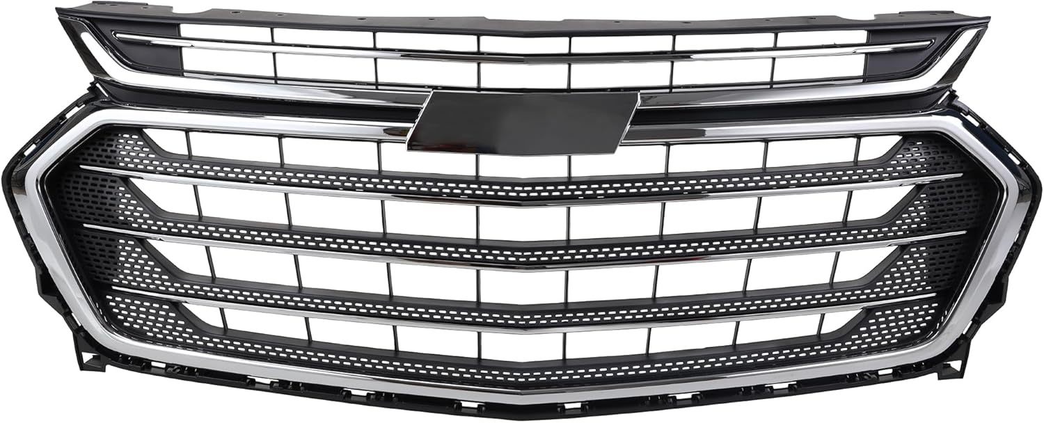 Front Bumper Upper Grille W/Chrome Black For Chevy Traverse 2018 2019 2020 2021 Replacement 84297944