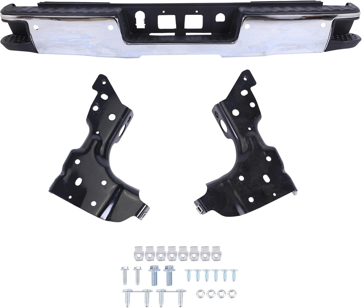 Chrome Steel Rear Bumper Face Bar W/Sensor Holes Fits For 2014-2018 Chevy Silverado GMC Sierra 1500， GM1103183
