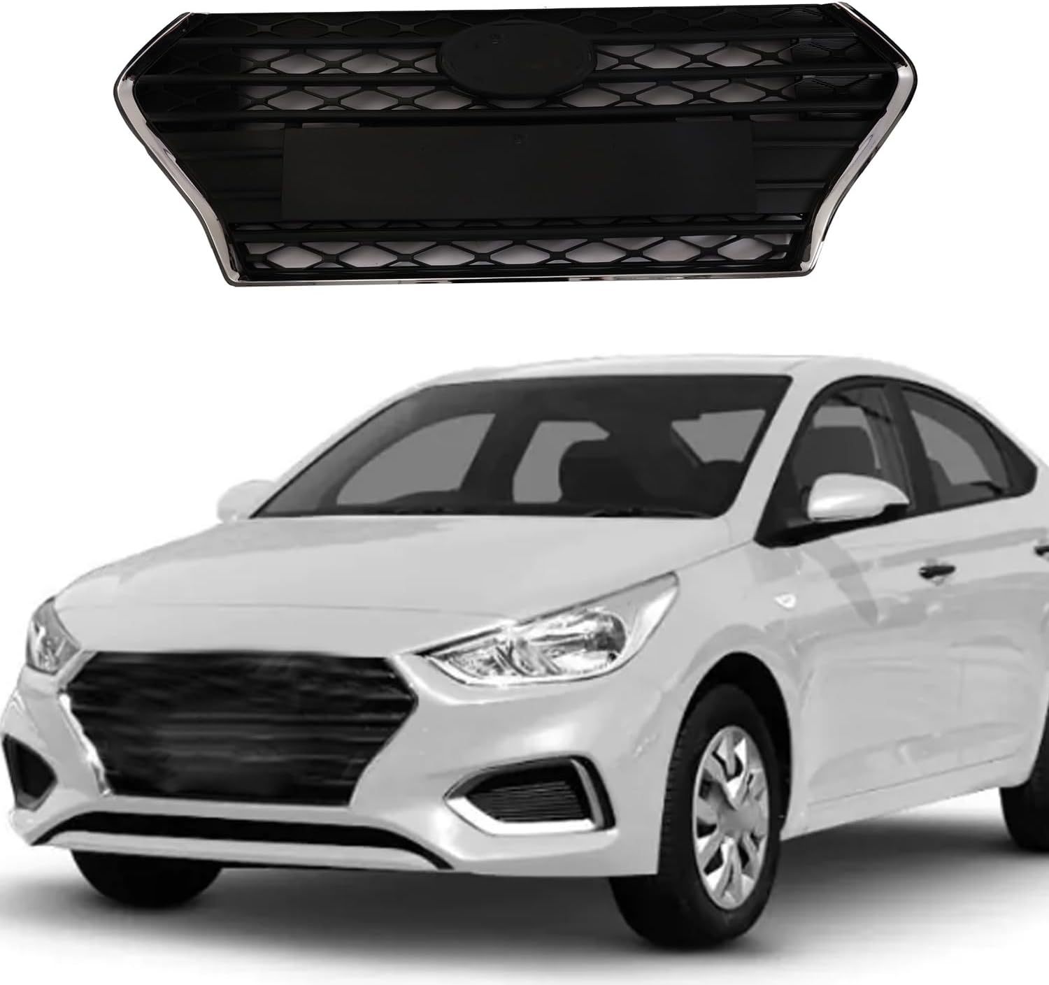 Replacement For Hyundai Accent 2018 2019 2020 Front Bumper Radiator Upper Grill Grille Black