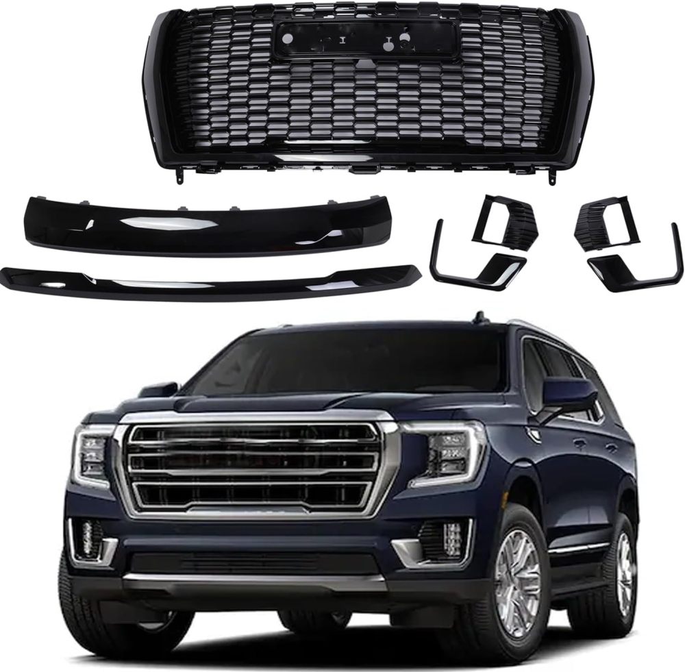 Front Grille Hood Trim Molding Set Fit For 2021 2022 2023 GMC Yukon/XL Gloss BlacK Denali OE 84835783