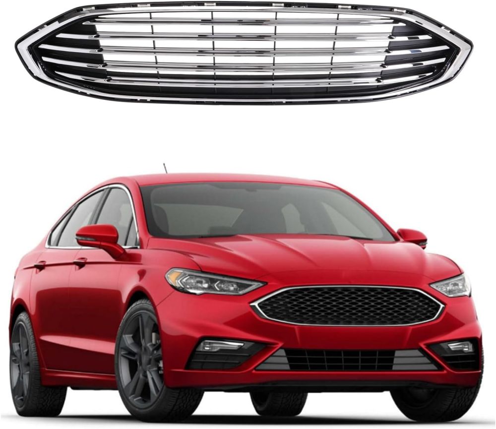 Front Grille Bumper Upper Chrome Black Grill Replacement HS7Z8200AA For 2017 2018 Ford Fusion