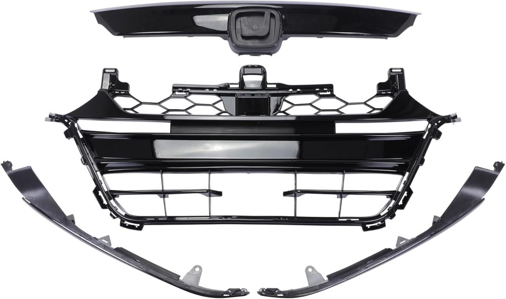 Front Bumper Grilles+Upper+Lower Grille Assembly Kit For 2018 2019 2020 Honda Accord