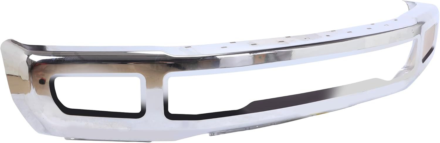 Front Bumper Face Bar Compatible For 2017 2018 2019 Ford F250 F350 W/Fog Light Holes Chrome Steel Bumper Replacement for FO1002432