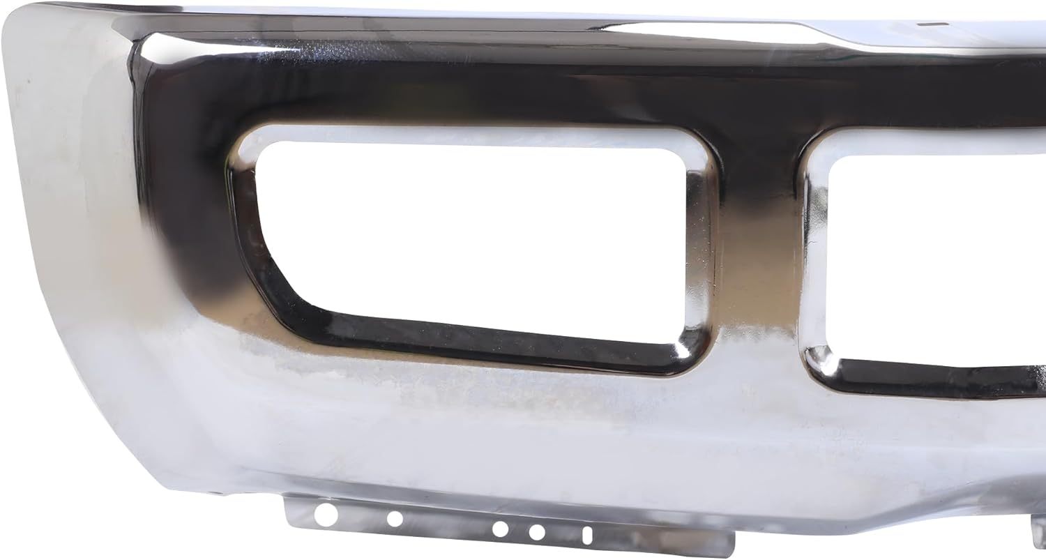 Front Bumper Face Bar Compatible For 2017 2018 2019 Ford F250 F350 W/Fog Light Holes Chrome Steel Bumper Replacement for FO1002432