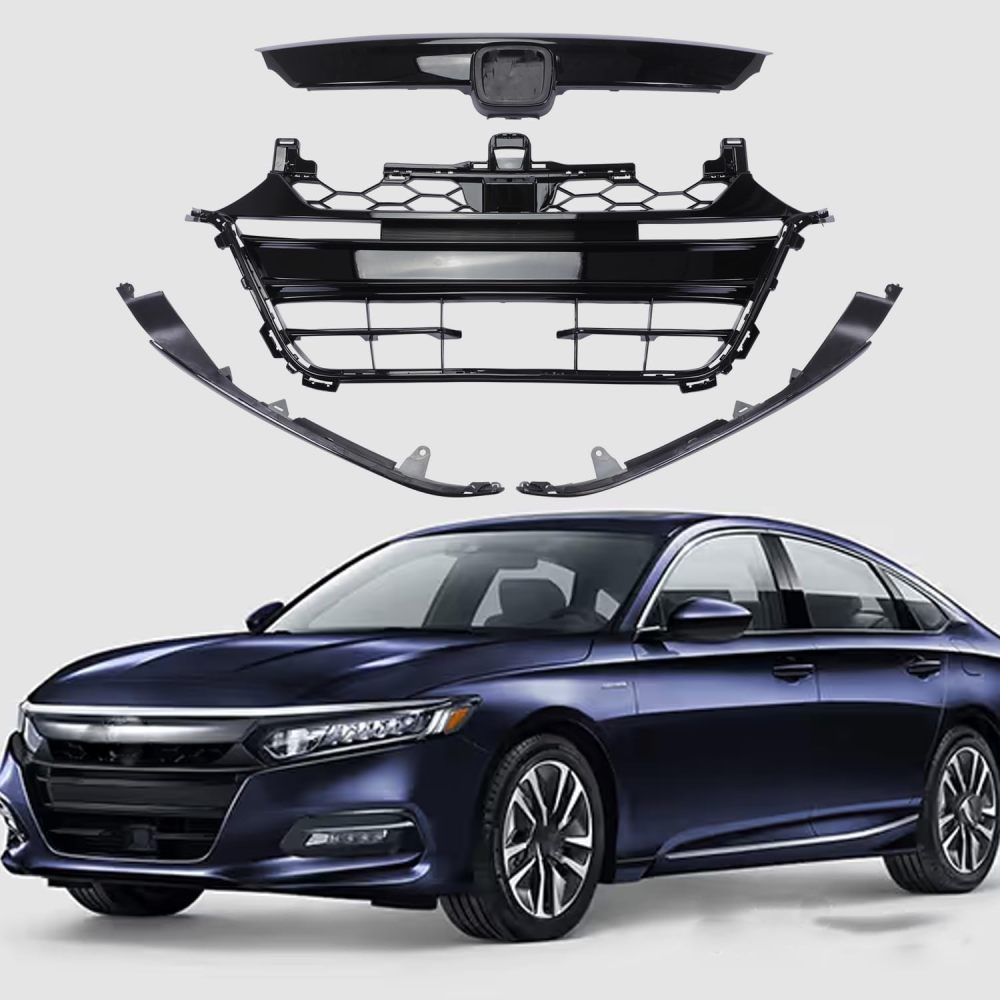 Front Bumper Grilles+Upper+Lower Grille Assembly Kit For 2018 2019 2020 Honda Accord