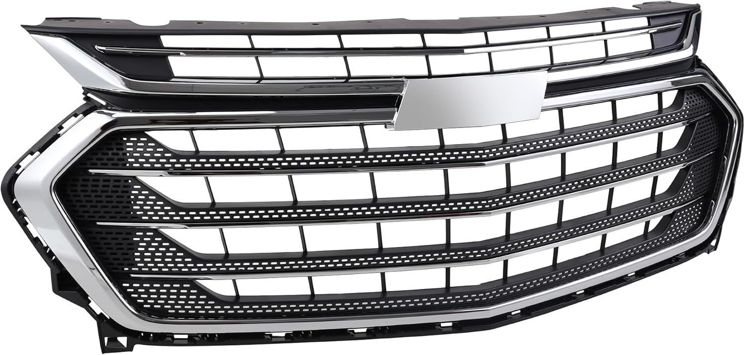 Front Bumper Upper Grille W/Chrome Black For Chevy Traverse 2018 2019 2020 2021 Replacement 84297944