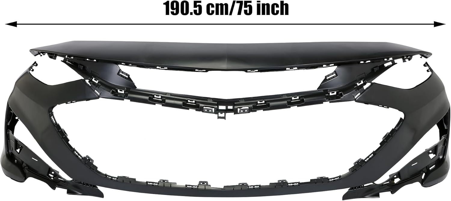Front Bumper Assembly Replacement with Upper & Lower Grille Fog Lights For 2019 2020 2021 2022 2023 2024 Chevrolet Chevy Malibu