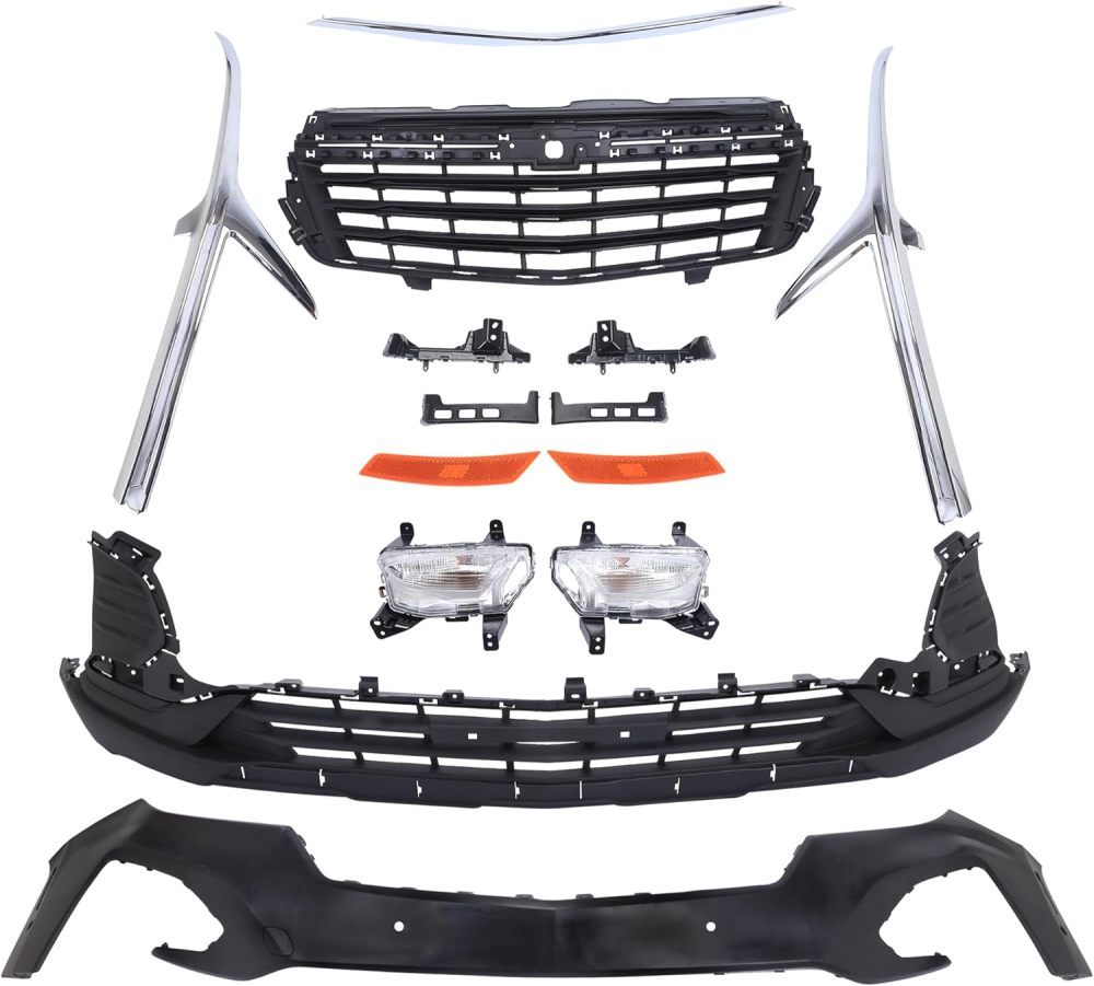 7PCS Front Bumper Complete Set With Sensors Fog Lights Replacement For 2022-2023 Chevrolet Chevy Equinox LT