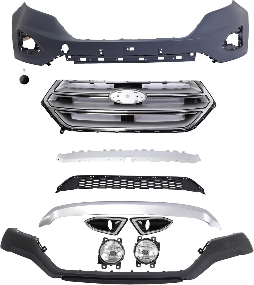 Front Bumper Cover For Ford Edge 2015 2016 2017 2018, Front Mesh Grill Front Bumper Grille Set Replacement Exterior Accessories