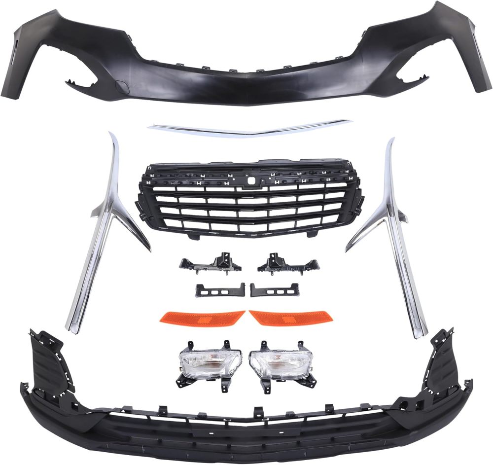 7PCS Front Bumper Complete Set W/o Sensor Hole Replacement For 2022-2023 Chevrolet Chevy Equinox LT
