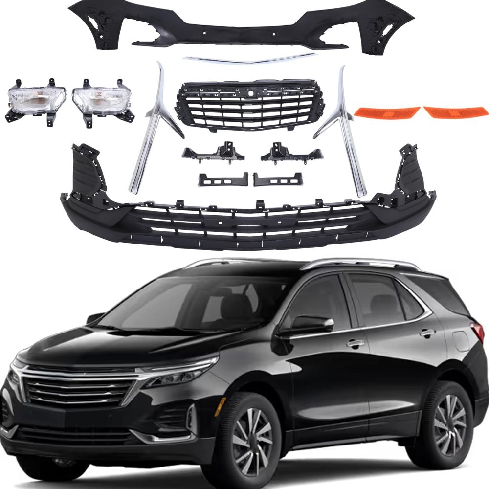 7PCS Front Bumper Complete Set With Sensors Fog Lights Replacement For 2022-2023 Chevrolet Chevy Equinox LT