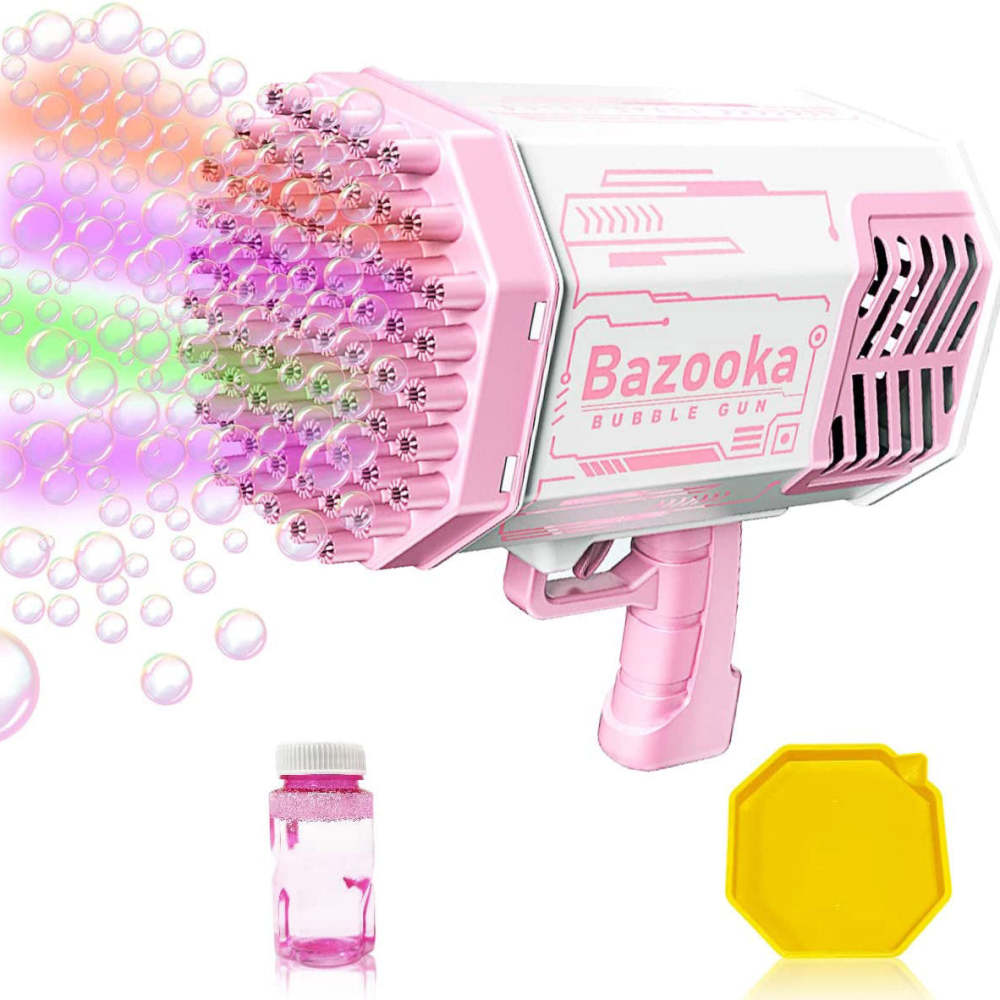 69 Holes Bubbles Rocket Launcher Gun Machine with Colorful Lights Giant Foam Maker Guns Toys Wedding Outdoor Party Favors Gift