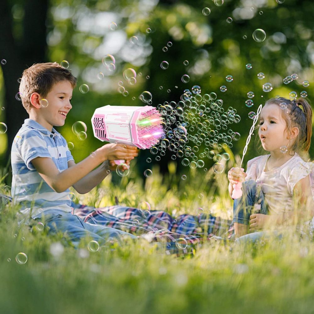 69 Holes Bubbles Rocket Launcher Gun Machine with Colorful Lights Giant Foam Maker Guns Toys Wedding Outdoor Party Favors Gift
