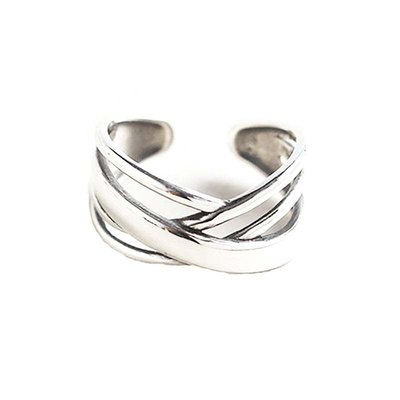 Line Winding Irregular Retro Stainless Steel Personality Opening Ring